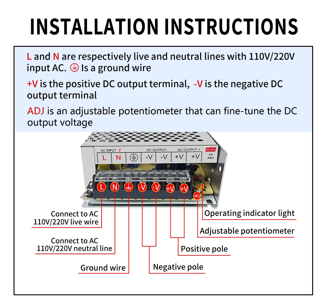 AC to DC 120W 3V 40A Constant Voltage LED Switch Mode Power Supply