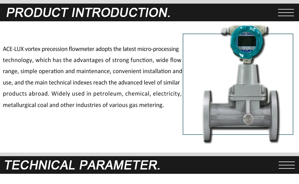 ANSI Flange Vortex Precession Flowmeter Swirl Vortex Precession Flow Meter for Compress Air